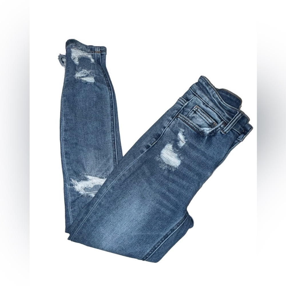 Bridge by GLY Elliott High Rise Skinny Jeans chewed hem Distressed Size 24 - Picture 2 of 8